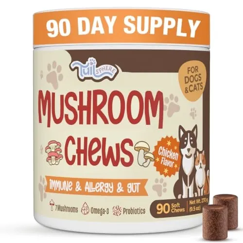 TailSphere 90-Count Mushroom Immune & Gut Support Dog Chews
