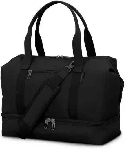Samsonite Drop-Bottom Weekender Duffel with Detachable Padded Strap, Black