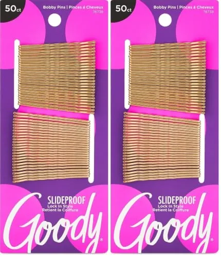 Goody SlideProof Bobby Pins 2-Pack 50-Count (Metallic Blonde)