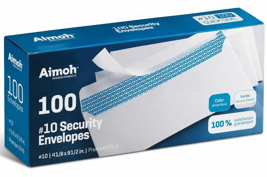 Aimoh 100-Count #10 Self-Seal Security Mailing Envelopes
