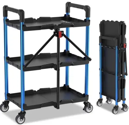 WORKPRO 3-Tier Folding Collapsible Service Cart w/ Wheels