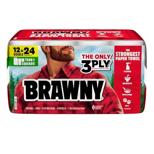 Brawny Tear-A-Square 3-Ply Paper Towels 12-Count Double Rolls