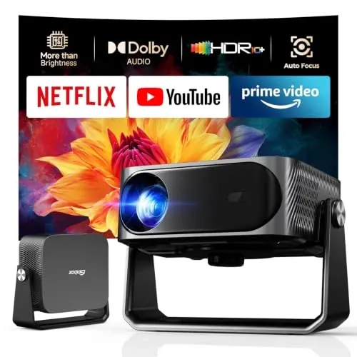 Smart Outdoor Projector with 4K input, AI auto focus, 6D keystone