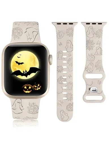 Halloween and Christmas Engraved Silicone Bands for Apple Watch