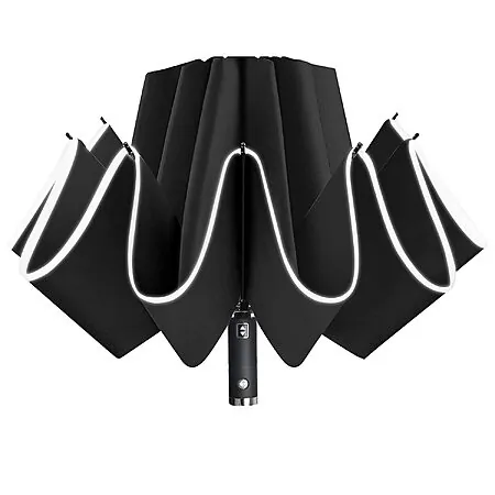 Lejorain 46" Inverted Folding Umbrella w/ Built-in Flashlight (black)