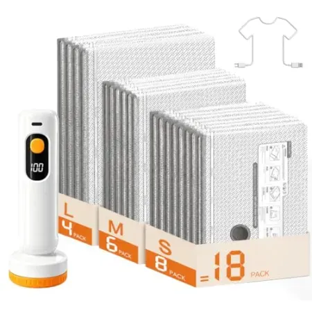 18-Pack Pleriadon Travel Vacuum Bags with Rechargeable Electric Pump