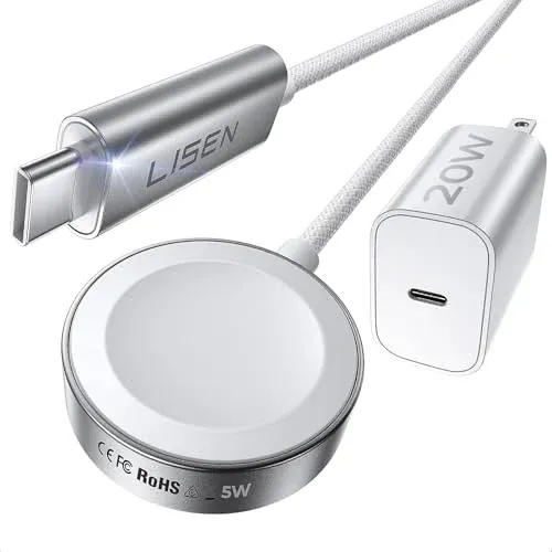 Lisen USB-C Apple Watch Fast Charger 3.3' w/ 20W Wall Plug