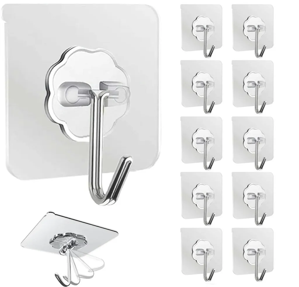 Rotating Adhesive Wall Hook 10-Pack: 53 cents + free shipping w/