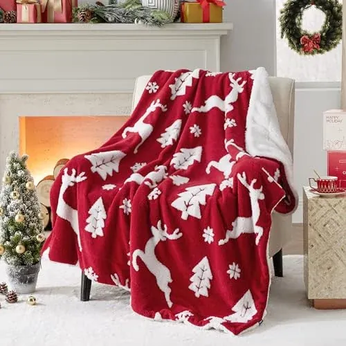 Christmas Sherpa Throw Blanket