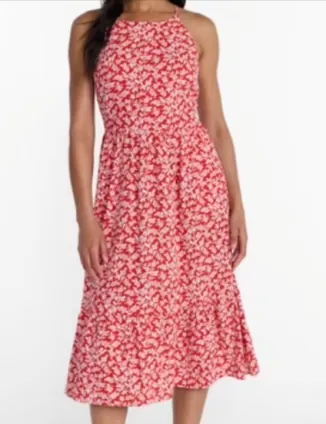 Time and Tru Women's Linen Blend Lace Up Halter Dress