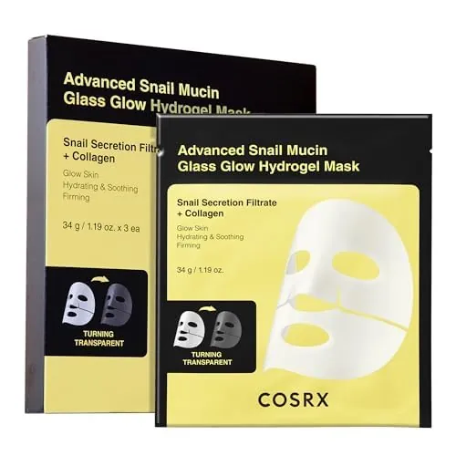 COSRX Advanced Snail Mucin Glass Glow Hydrogel Face Masks 3-Pack