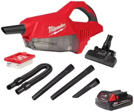 Milwaukee M18 18-Volt Lithium-Ion Brushless Bagless Cordless HEPA Handheld Vacuum with M18 2.0Ah Compact Battery