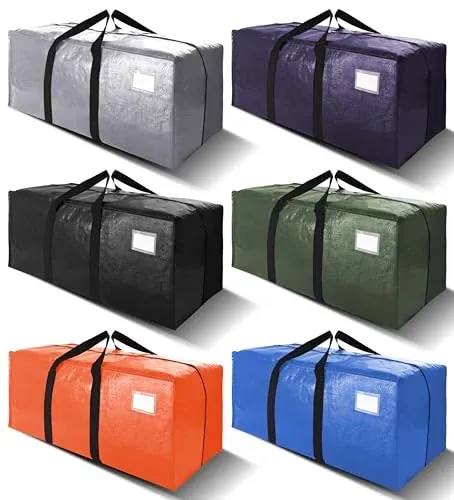 6-Pack 24-Gal VELVETSURE Heavy Duty Extra Large Moving & Storage Bags with Backpack Straps