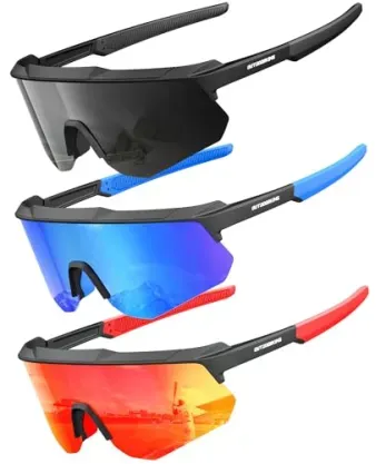 3-Pack QALLY Polarized Wrap Around Sports Sunglasses
