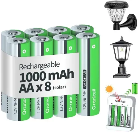 8-Pack Granicell 1000 mAh NiMH Rechargeable 1.2V AA Batteries