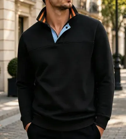 ZITY Mens Quarter Zip Pullover Sweatshirt w/ Side Pockets