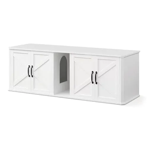 Feandrea Double Cat Litter Box Enclosure Modern Litter Box Furniture