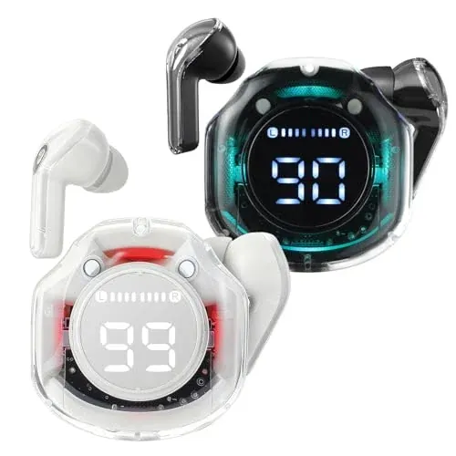 Bluetooth Earbuds with Wireless Charging Case (Black+White)