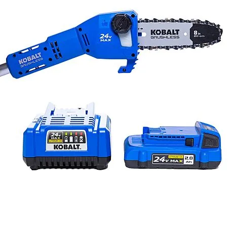 Kobalt 24V 8" Brushless Electric Pole Saw Kit w/ 2.0Ah Battery