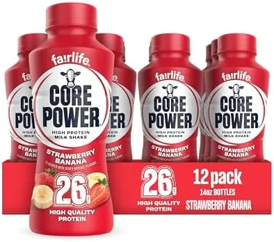 12-Pk 14-Oz Core Power Fairlife 26g Protein Shake (Strawberry Banana)