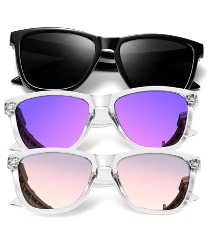 KALIYADI Women's Polarized Rectangular Retro Sunglasses 3-Pack