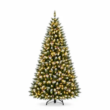 6' IDEALHOUSE Prelit 250 LED Flocked Artificial Christmas Tree