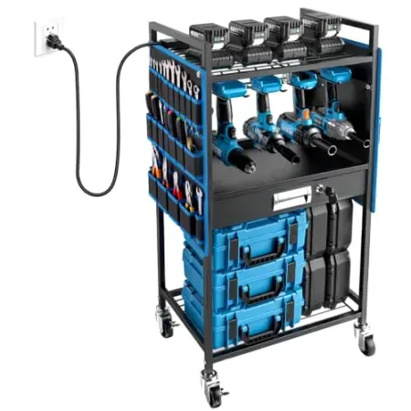 Seesii Power Tools Organizer Cart w/ 8 Outlet Charging Station