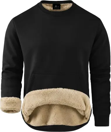 ZITY Men's Sherpa-Lined Fleece Crewneck Sweatshirt