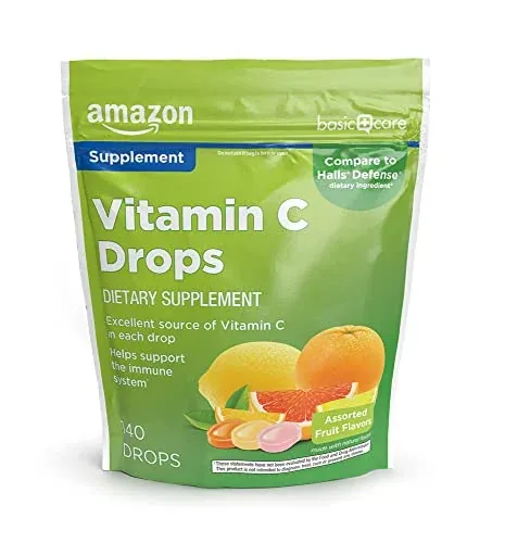 Amazon Basic Care Vitamin C Supplement Drops, 140 Count, Lemon Orange & Grapefruit