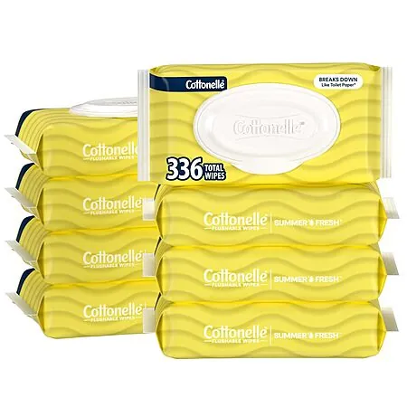 8-Pk 42-Ct Cottonelle Scented Flushable Wipes (Summer Fresh)