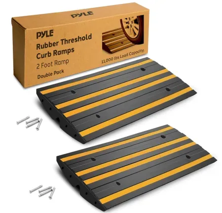 2-Pack Pyle 2 Ft. Rubber Threshold Curb-Side Ramp