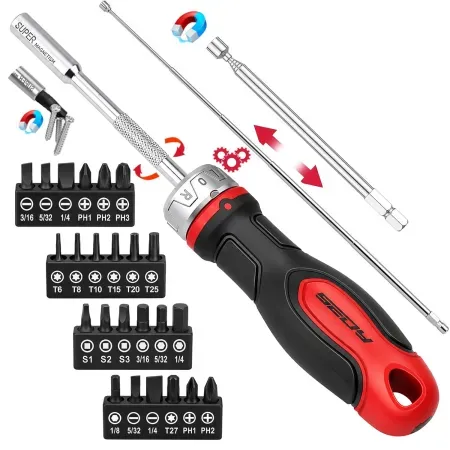 26-Piece SEDY Ratcheting Screwdriver Bit Set w/ Magnetic Extension Rod
