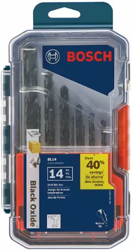 Bosch 14-Piece Black Oxide HSS Twist Drill Bit Set