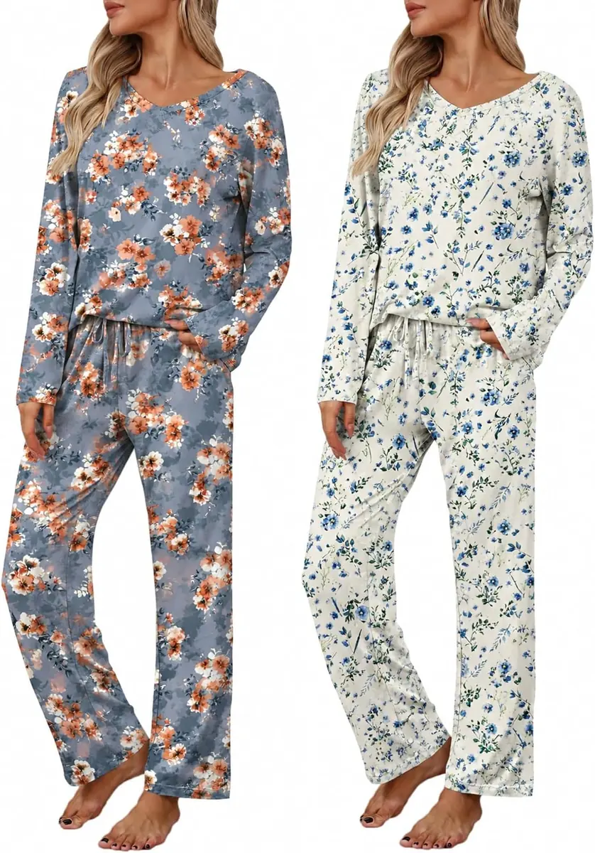 Ekouaer Women’s Long Sleeve Pajama Set 2-Pack