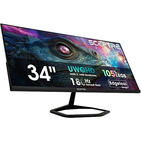34" Sceptre Ultrawide 21:9 Quad HD 180Hz 5ms VA Gaming Monitor