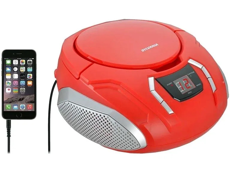 Sylvania Proscan Elite Portable CD Boombox with AM/FM Radio (Red)