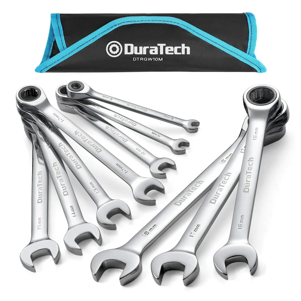 DuraTech 10-Piece Ratcheting Combination Wrench Set, Metric