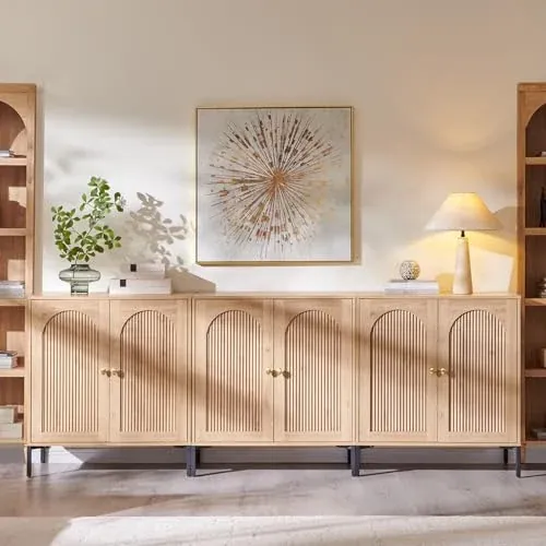 IFGET 92.63" W Modern Arched Sideboard Buffet Cabinet