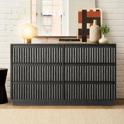 Dejesus 47.2"W 6-Drawer Double Dresser With Waveform Fluted Panels