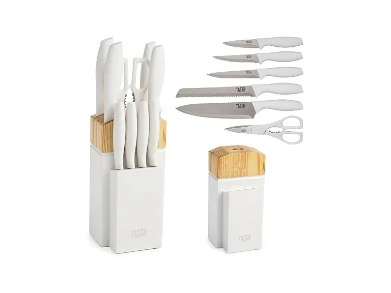 10-Piece Tasty Kitchen Knife Set w/ Block (White)