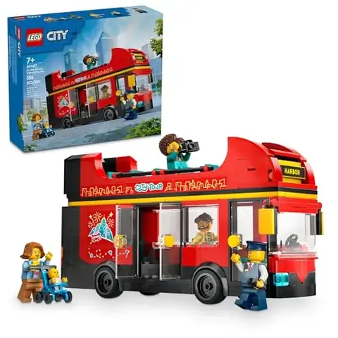 LEGO City Red Double-Decker Sightseeing Bus Toy Vehicle Set 60407