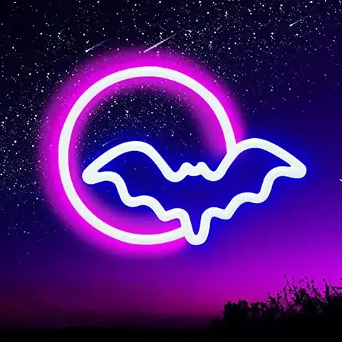 LED Moon & Bat Neon Wall Sign