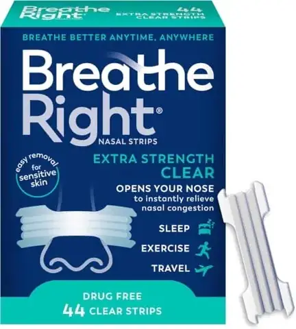 Breathe Right Nasal Strips, Extra Strength, Clear, 44 Count