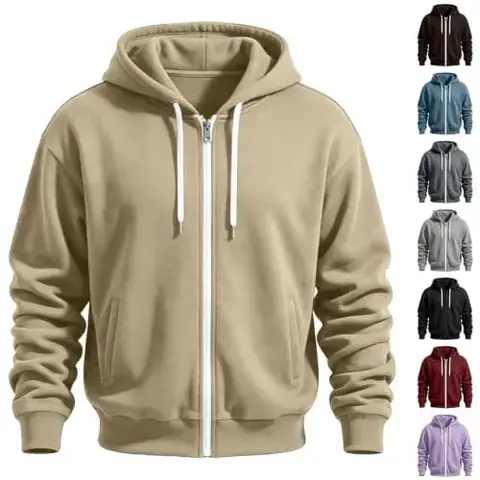 Men's Zip Up Fleece Hooded Sweatshirt with Pocket