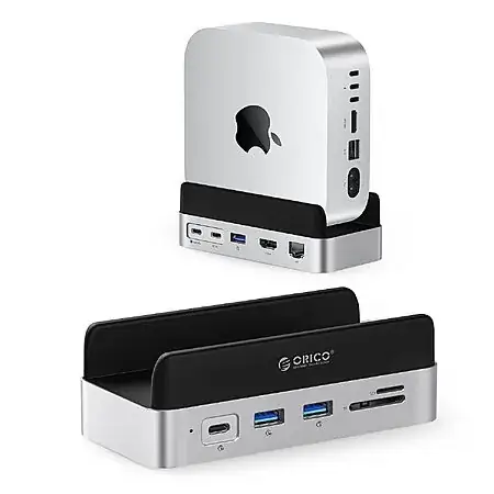 ORICO 10-in-1 Mac mini Vertical Dock Stand w/ M.2 SSD Slot, 4K HDMI & 10Gbps USB