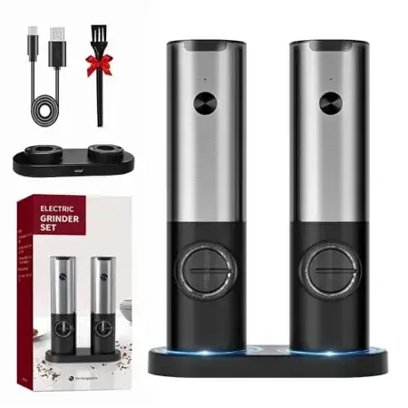 gofuch Electric USB-C Rechargeable Salt & Pepper Grinder Set