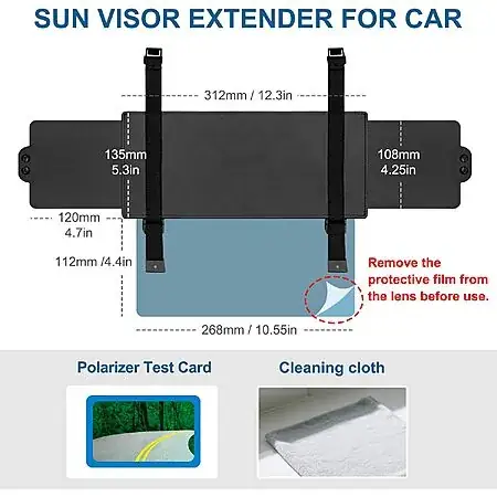 Veharvim UV400 Polarized Anti-Glare Car Sun Visor Extender
